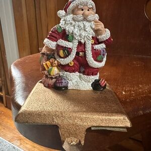 Santa Claus Stocking Holder in Red and Gold